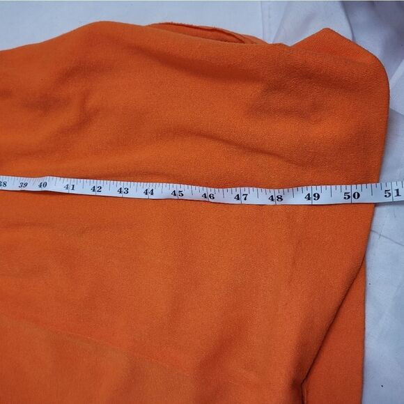 VINTAGE 70s dress orange tangerine long sleeve zip up maxi dress disco collar M - Picture 15 of 15